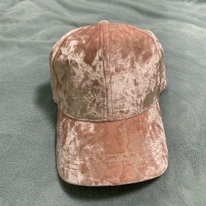Crushed velvet pink baseball hat w/tag